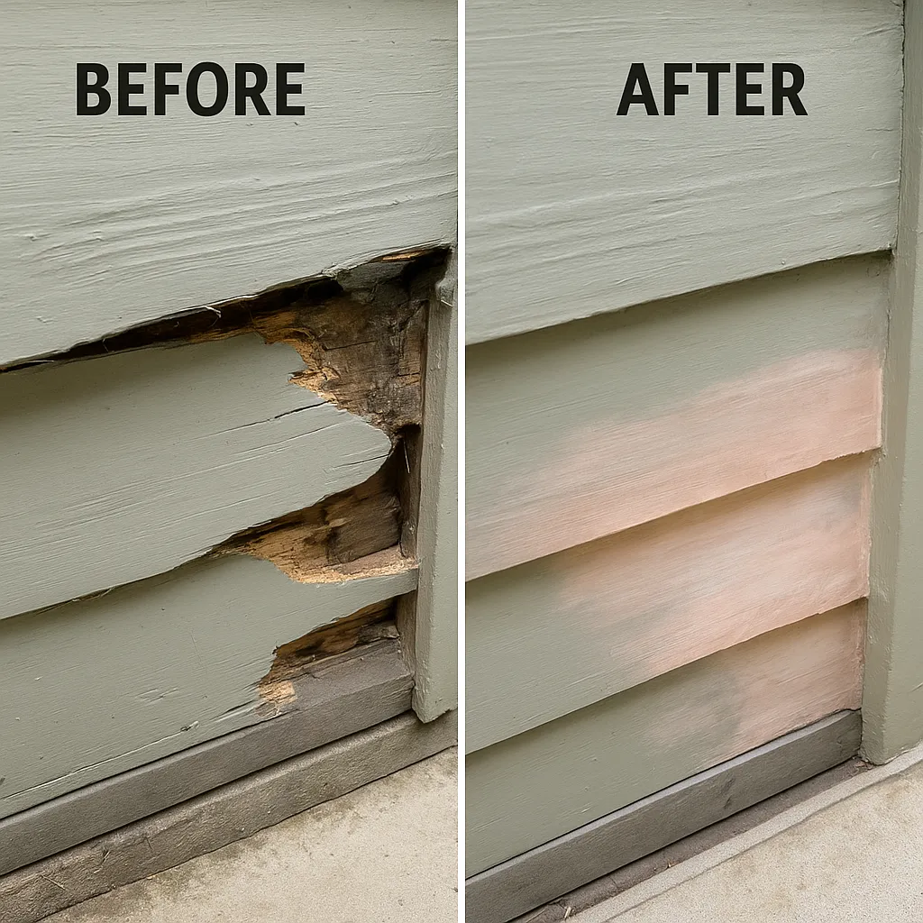 Before and after house repainting transformation